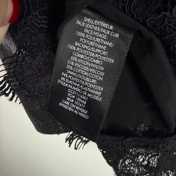 Alice + Olivia Rubi Vegan Leather Lace-Trim Mini Skirt in Black Size 2 EUC - Picture 13 of 13